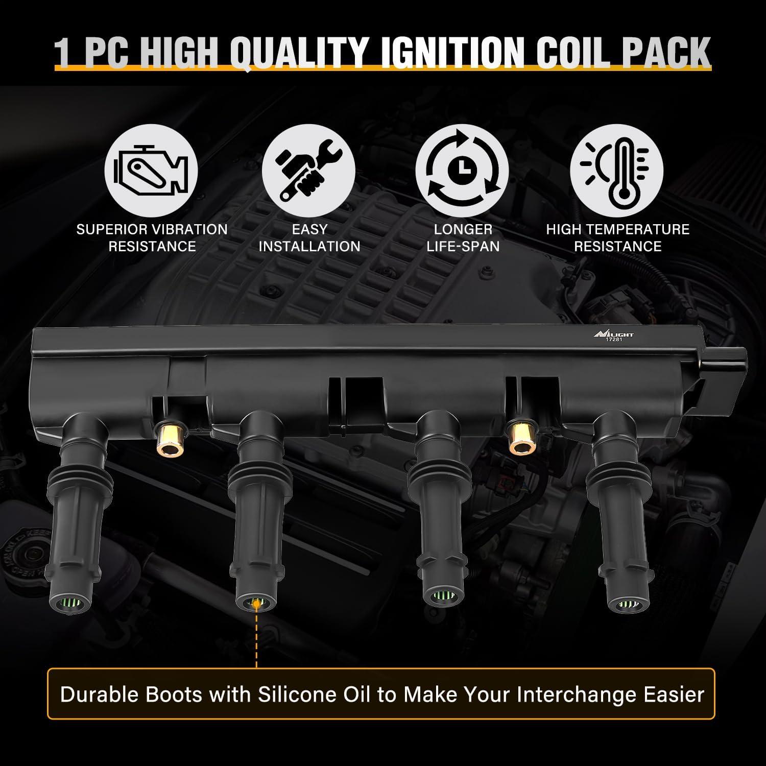 imageNilight Ignition Coil Pack UF413 Fit for Chevy Silverado 1500 2500 HD Tahoe Suburban Avalanche Express Corvette Camaro Impala GMC Yukon Cadillac Escalade Pontiac 53 60L V8 EngineOE 126114248 PcsFit ChevroletBuickCadillac 20112018