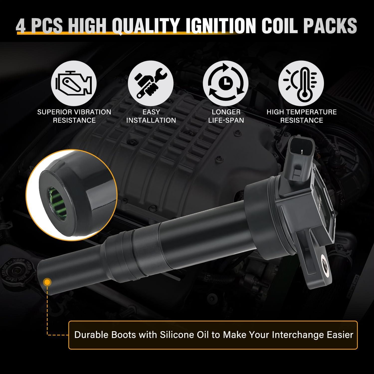 imageNilight Ignition Coil Pack UF413 Fit for Chevy Silverado 1500 2500 HD Tahoe Suburban Avalanche Express Corvette Camaro Impala GMC Yukon Cadillac Escalade Pontiac 53 60L V8 EngineOE 126114248 PcsFit HYUNDAIKIA 20112020