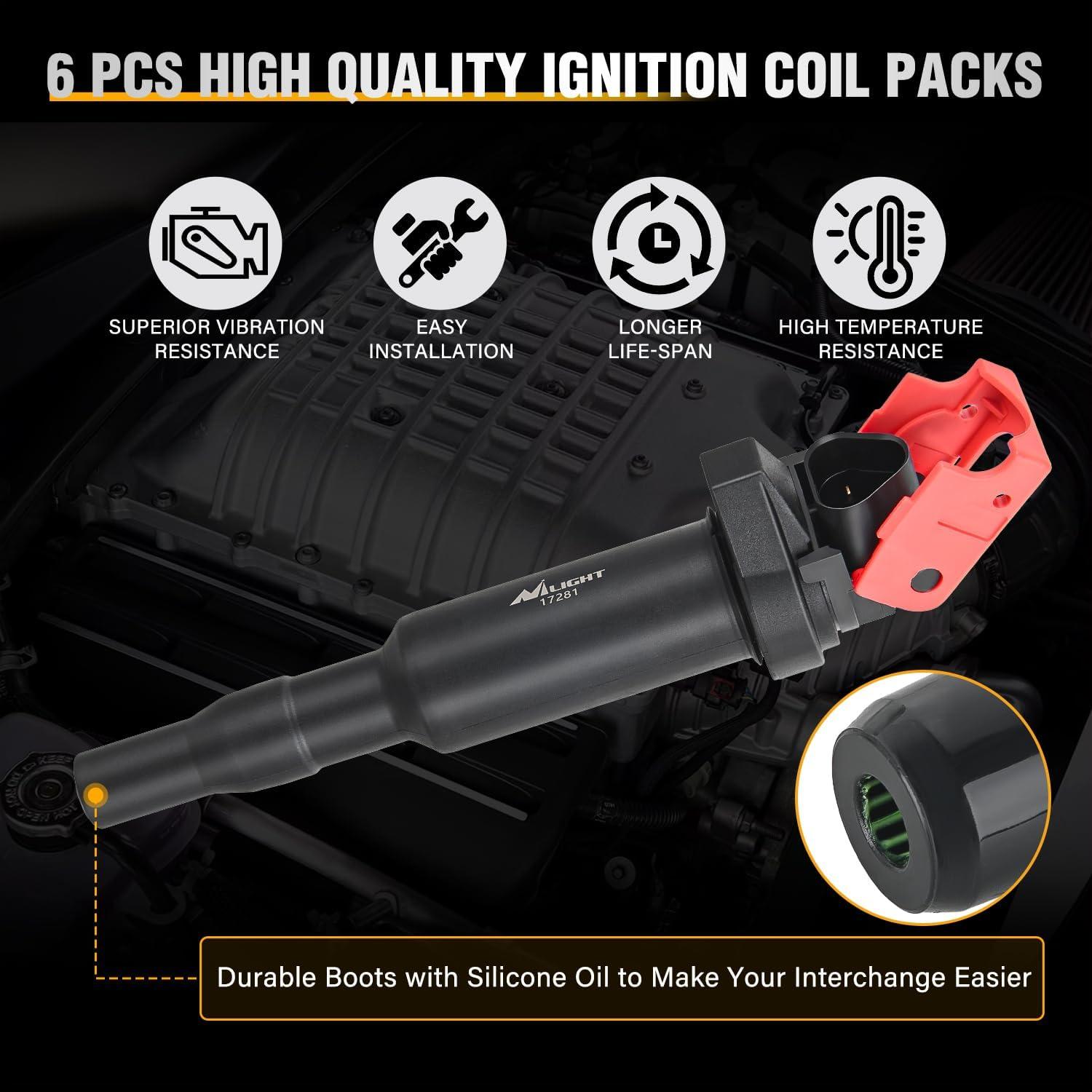 imageNilight Ignition Coil Pack UF413 Fit for Chevy Silverado 1500 2500 HD Tahoe Suburban Avalanche Express Corvette Camaro Impala GMC Yukon Cadillac Escalade Pontiac 53 60L V8 EngineOE 126114248 PcsFit BMW 20012013