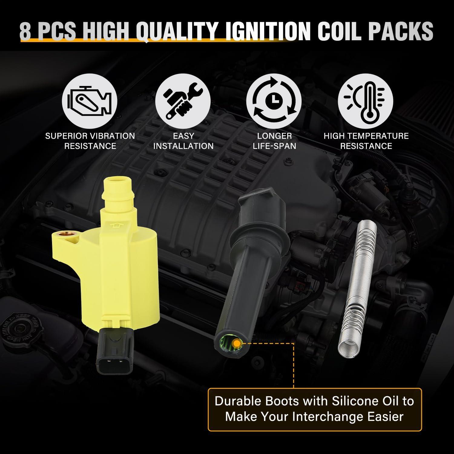imageNilight Ignition Coil Pack UF413 Fit for Chevy Silverado 1500 2500 HD Tahoe Suburban Avalanche Express Corvette Camaro Impala GMC Yukon Cadillac Escalade Pontiac 53 60L V8 EngineOE 126114248 PcsFit Ford 19982008
