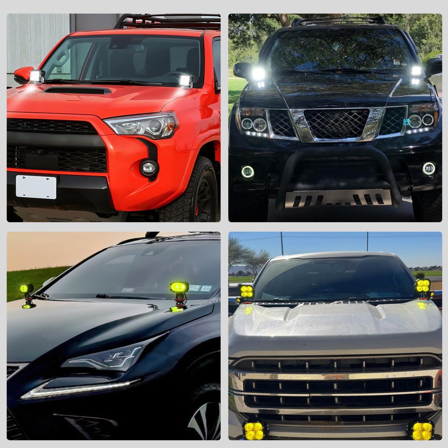 imageNilight LED Light Bar Mounting Bracket 2PCS Universal Adjustable Pillar Hood Fog Pods Work Lamp No Drilling Aluminum Mount Clamp Holder for Truck SUV Pickup Van 4x4 OffRoad BlackRed