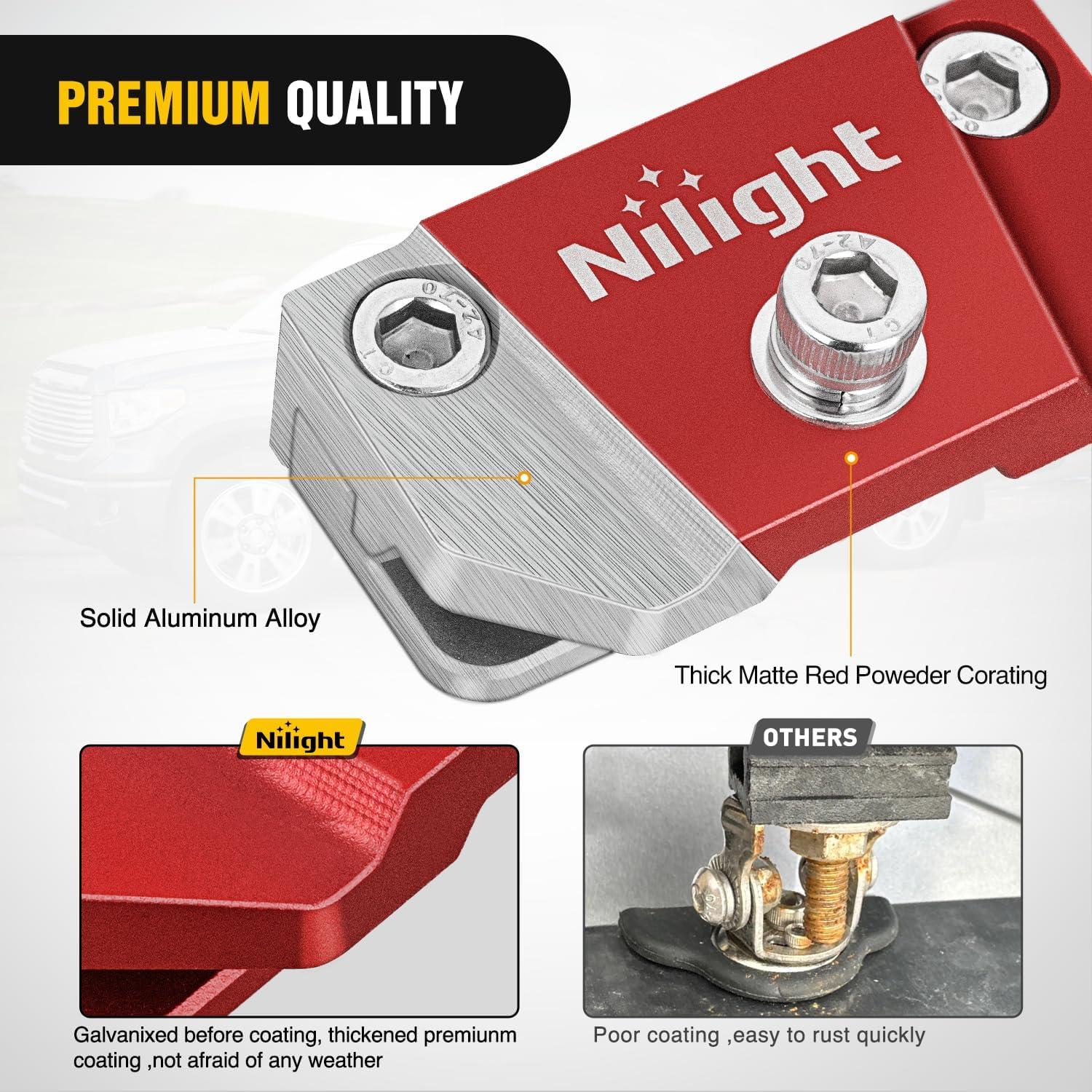 imageNilight LED Light Bar Mounting Bracket 2PCS Universal Adjustable Pillar Hood Fog Pods Work Lamp No Drilling Aluminum Mount Clamp Holder for Truck SUV Pickup Van 4x4 OffRoad BlackRed