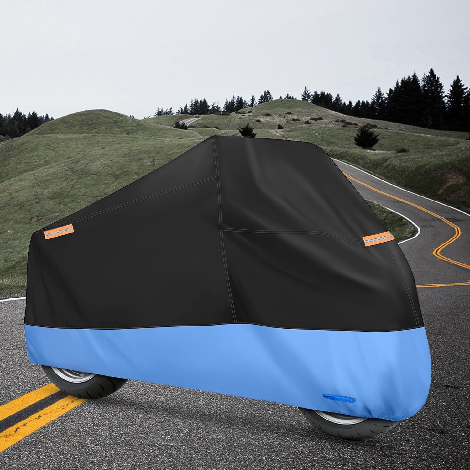 imageNilight Motorcycle Cover All Season Universal Oxford Fabric with LockHole Waterproof Durable UV with Storage Bag ampamp Protective Reflective Strip Fits up to 96quot MotorcycleXXXL  116L x 43W x 55H