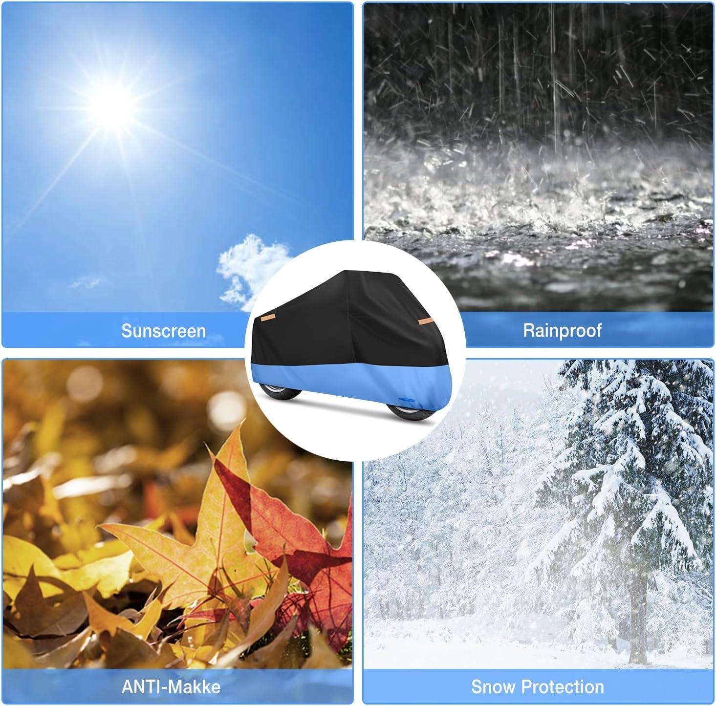 imageNilight Motorcycle Cover All Season Universal Oxford Fabric with LockHole Waterproof Durable UV with Storage Bag ampamp Protective Reflective Strip Fits up to 96quot MotorcycleXXXL  116L x 43W x 55H