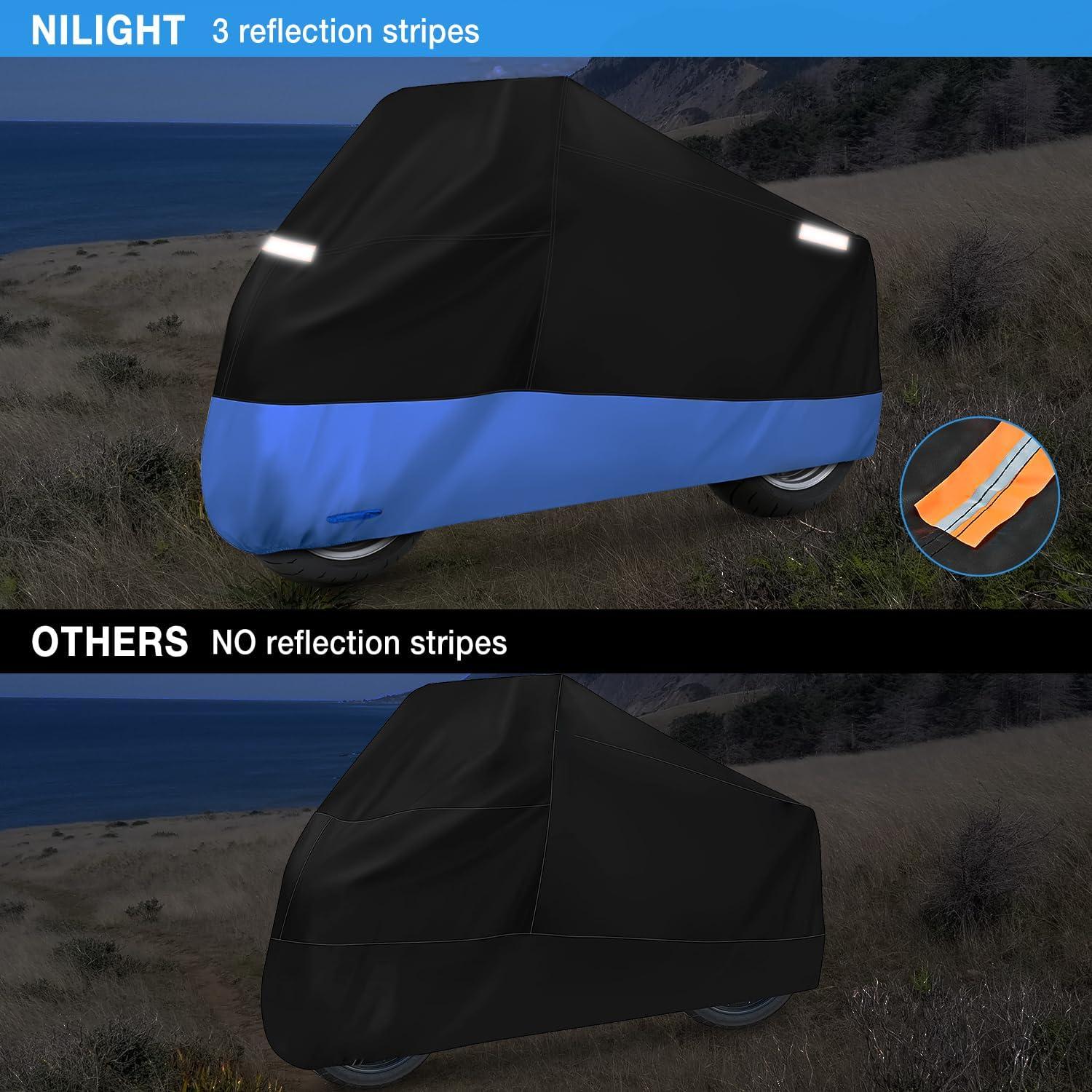 imageNilight Motorcycle Cover All Season Universal Oxford Fabric with LockHole Waterproof Durable UV with Storage Bag ampamp Protective Reflective Strip Fits up to 96quot MotorcycleXL  96L x 41W x 49H