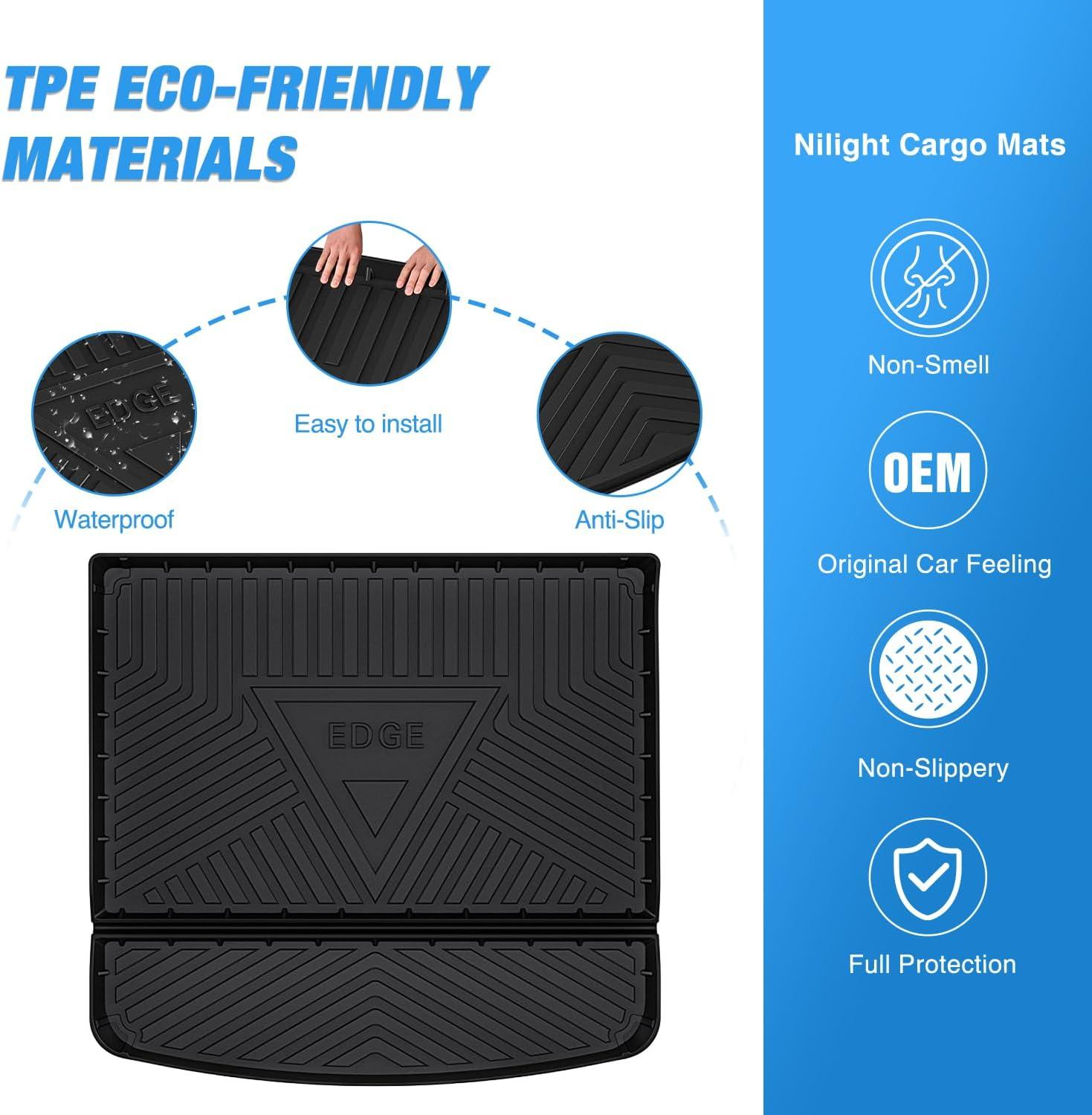 imageNilight TPE Floor Mats for Ford Edge 2015 2016 2017 2018 2019 2020 2021 2022 2023 2024 2025 All Weather Custom Fit Heavy Duty Floor Liners1524 Edge