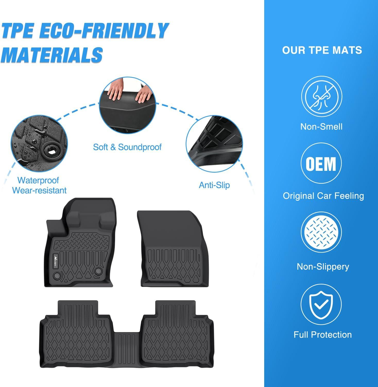 imageNilight TPE Floor Mats for Ford Edge 2015 2016 2017 2018 2019 2020 2021 2022 2023 2024 2025 All Weather Custom Fit Heavy Duty Floor Liners20152024 Edge