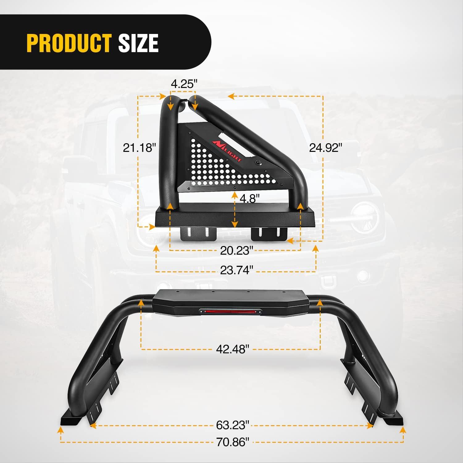 imageNilight Truck Bed Chase Rack Roll Bar for 20022023 Dodge Ram 1500 20142023 Chevrolet SilveradoGMC Sierra 1500 20152023 F150 20142023 Tundra 20162023 Tacoma Fits Full Size Trucks 2 Years WarrantyBed Chase Rack