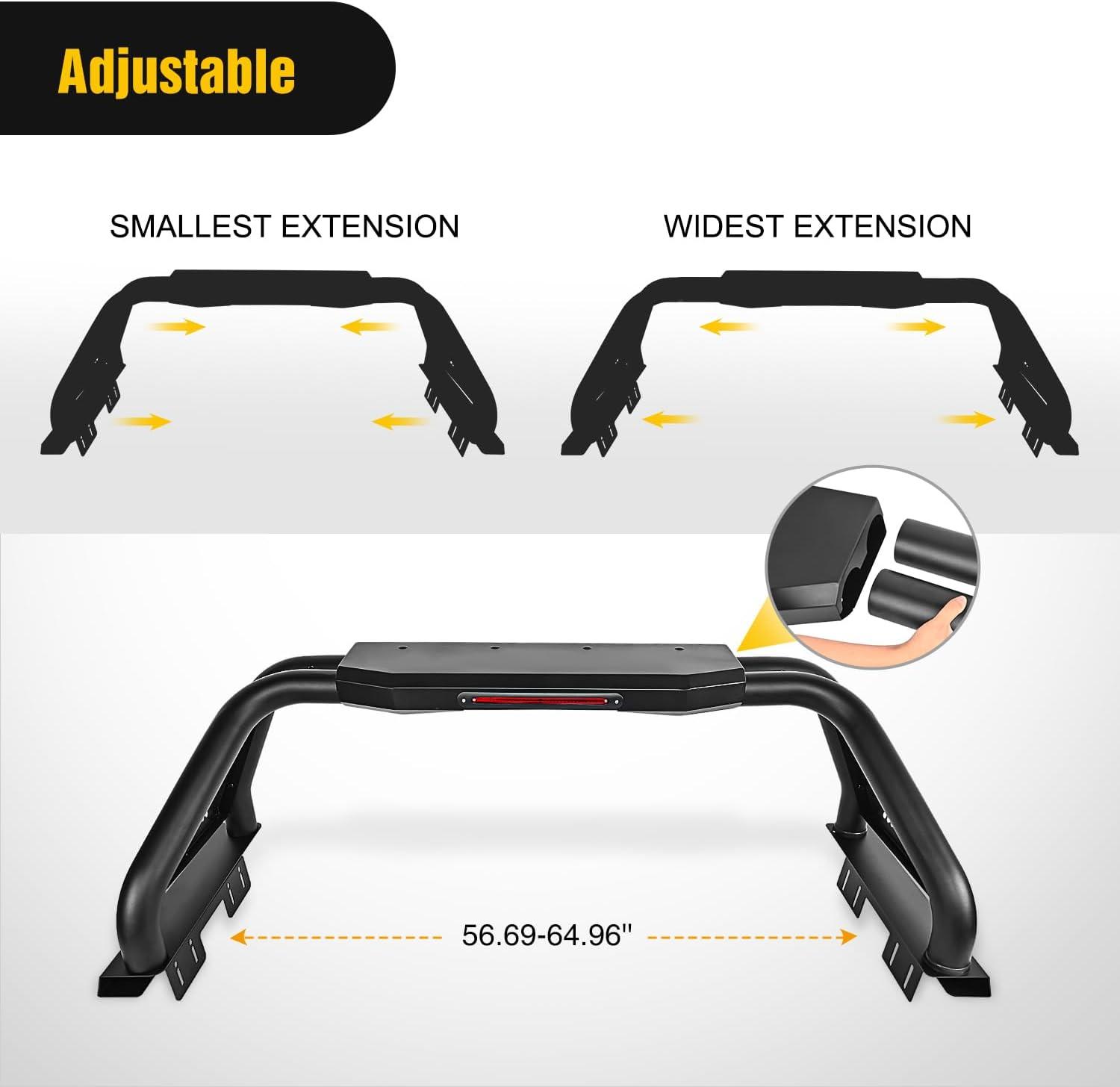 imageNilight Truck Bed Chase Rack Roll Bar for 20022023 Dodge Ram 1500 20142023 Chevrolet SilveradoGMC Sierra 1500 20152023 F150 20142023 Tundra 20162023 Tacoma Fits Full Size Trucks 2 Years WarrantyBed Chase Rack