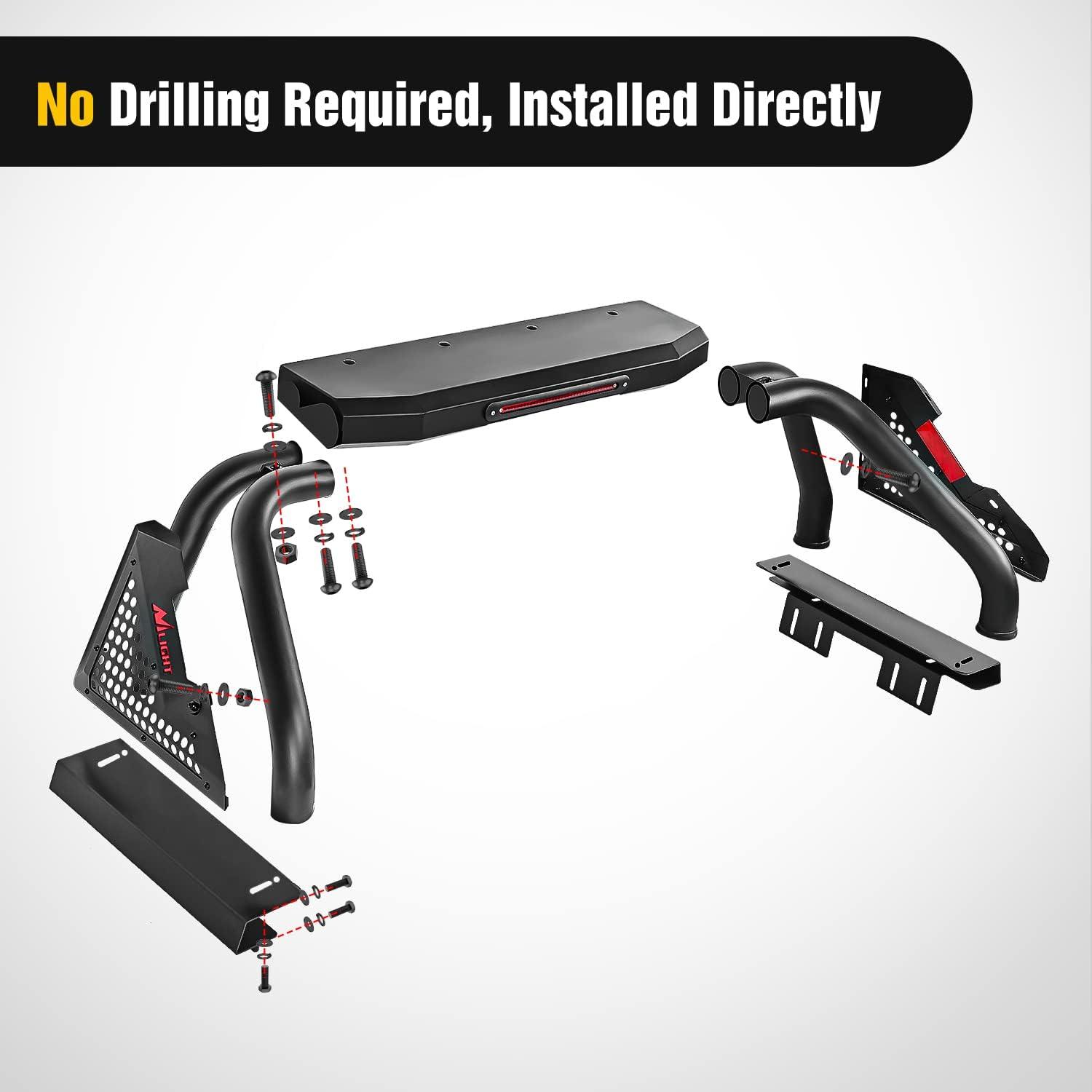 imageNilight Truck Bed Chase Rack Roll Bar for 20022023 Dodge Ram 1500 20142023 Chevrolet SilveradoGMC Sierra 1500 20152023 F150 20142023 Tundra 20162023 Tacoma Fits Full Size Trucks 2 Years WarrantyBed Chase Rack