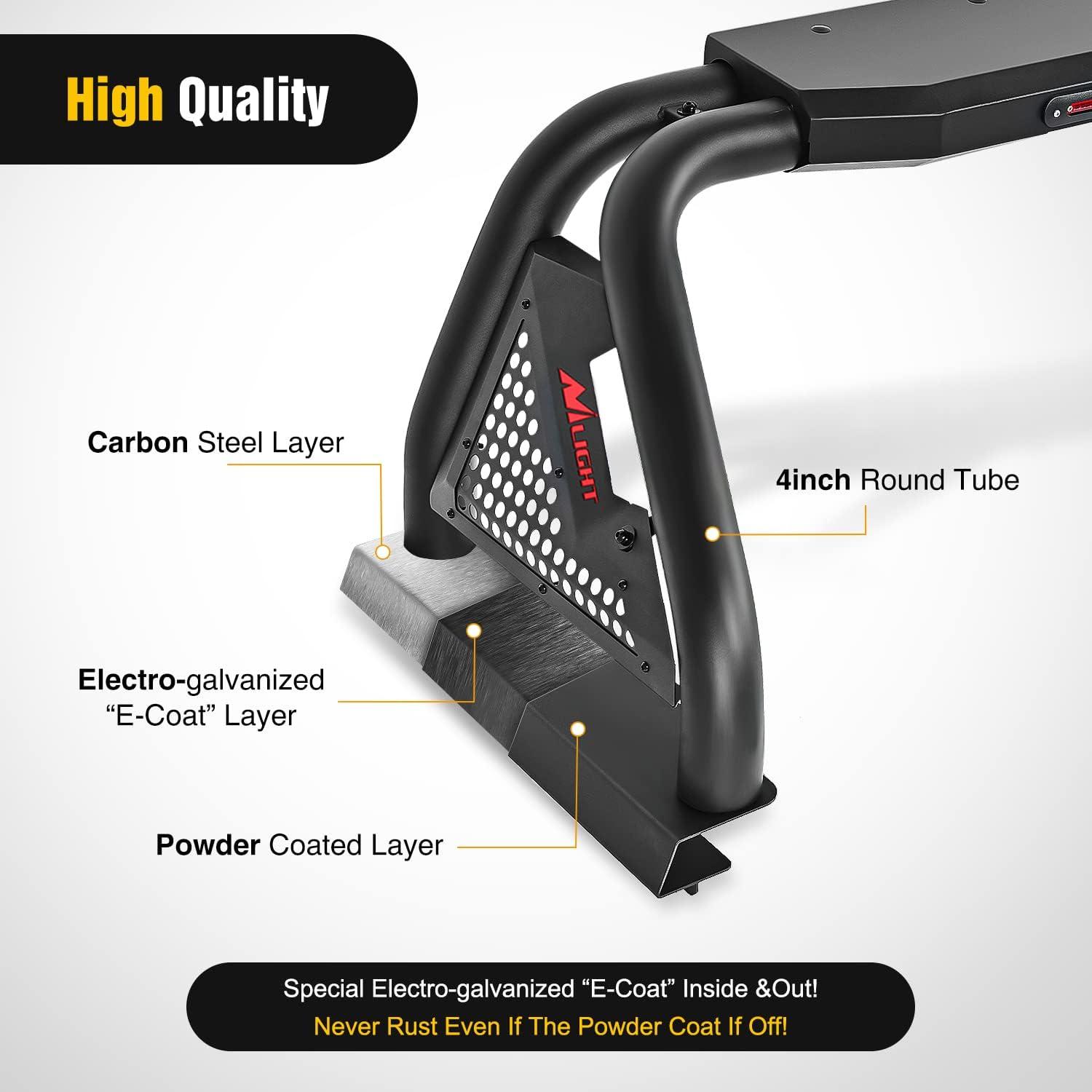 imageNilight Truck Bed Chase Rack Roll Bar for 20022023 Dodge Ram 1500 20142023 Chevrolet SilveradoGMC Sierra 1500 20152023 F150 20142023 Tundra 20162023 Tacoma Fits Full Size Trucks 2 Years WarrantyBed Chase Rack