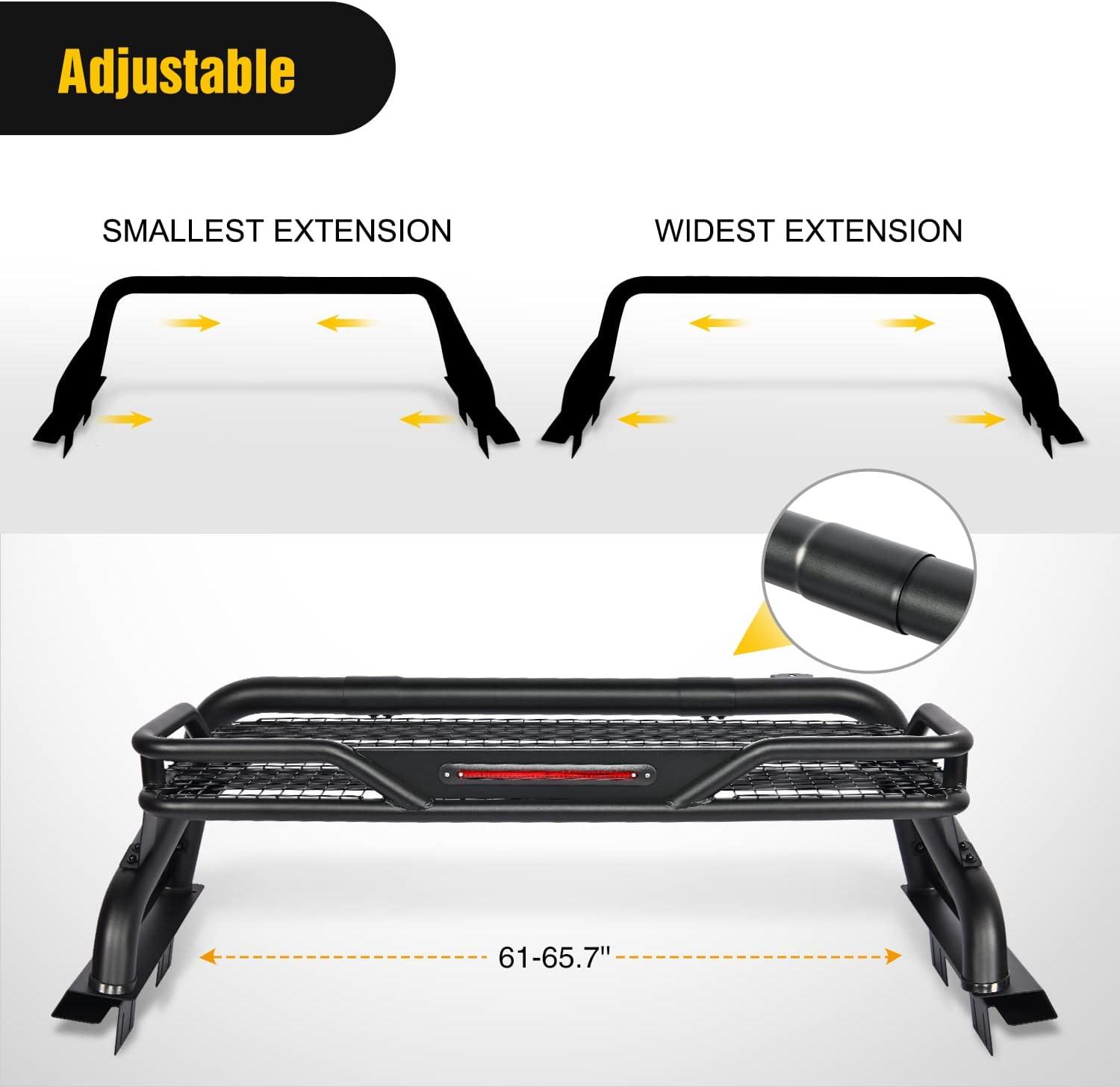 imageNilight Truck Bed Chase Rack Roll Bar for 20022023 Dodge Ram 1500 20142023 Chevrolet SilveradoGMC Sierra 1500 20152023 F150 20142023 Tundra 20162023 Tacoma Fits Full Size Trucks 2 Years WarrantyBed Chase Rack  Carrier Basket