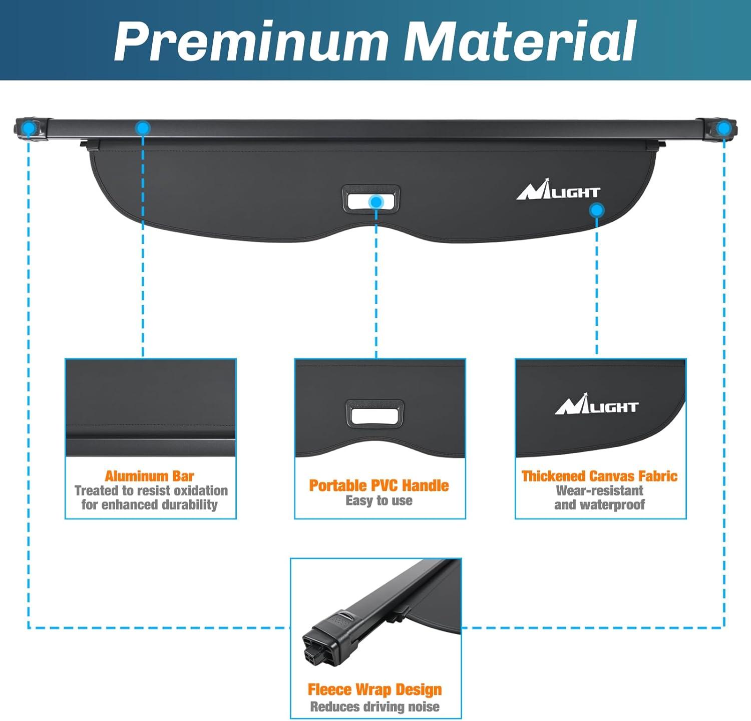 imageNilight Trunk Cargo Cover for Audi Q5 2018 2019 2020 2021 2022 2023 2024 Retractable Security Shade Rear Cargo Cover with Trunk Storage Net20192025 Honda Passport