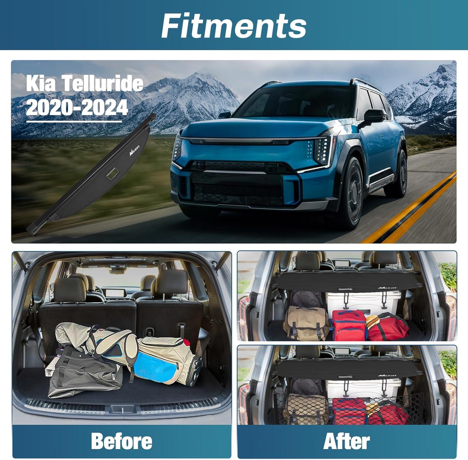 imageNilight Trunk Cargo Cover for Ford Escape 2013 2014 2015 2016 2017 2018 2019 Retractable Security Shade Rear Cargo Cover with Trunk Storage Net20202025 Kia Tellurid