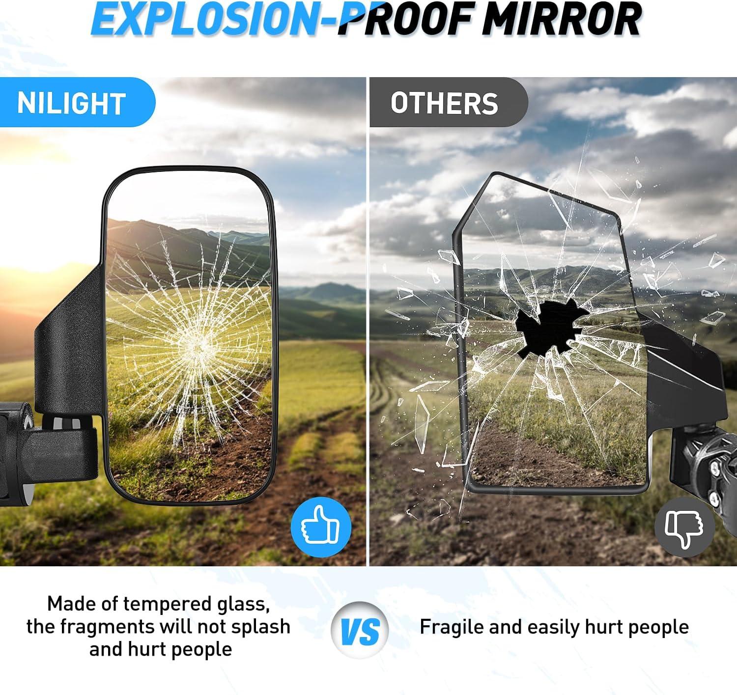 imageNilight UTV Side Mirrors Aluminum X3 Rear View Mirror Upgraded 360 Degree Adjustment Compatible with 2016 2017 2018 2019 2020 2021 2022 2023 Can Am Maverick Turbo RSide Mirror162 inch Round Roll Cage