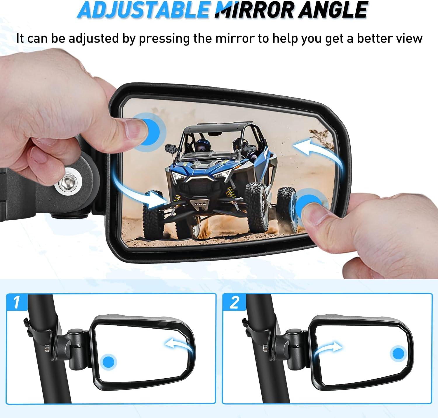 imageNilight UTV Side Mirrors Aluminum X3 Rear View Mirror Upgraded 360 Degree Adjustment Compatible with 2016 2017 2018 2019 2020 2021 2022 2023 Can Am Maverick Turbo RSide Mirror175 inch Round Roll Cage