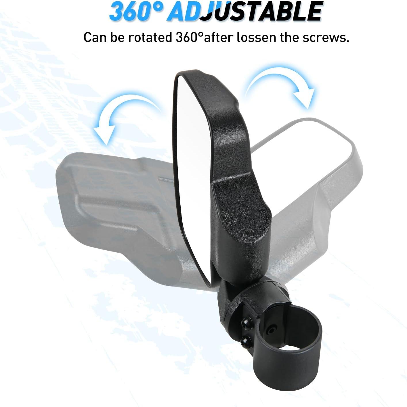 imageNilight UTV Side Mirrors Aluminum X3 Rear View Mirror Upgraded 360 Degree Adjustment Compatible with 2016 2017 2018 2019 2020 2021 2022 2023 Can Am Maverick Turbo RSide Mirror162 inch Round Roll Cage