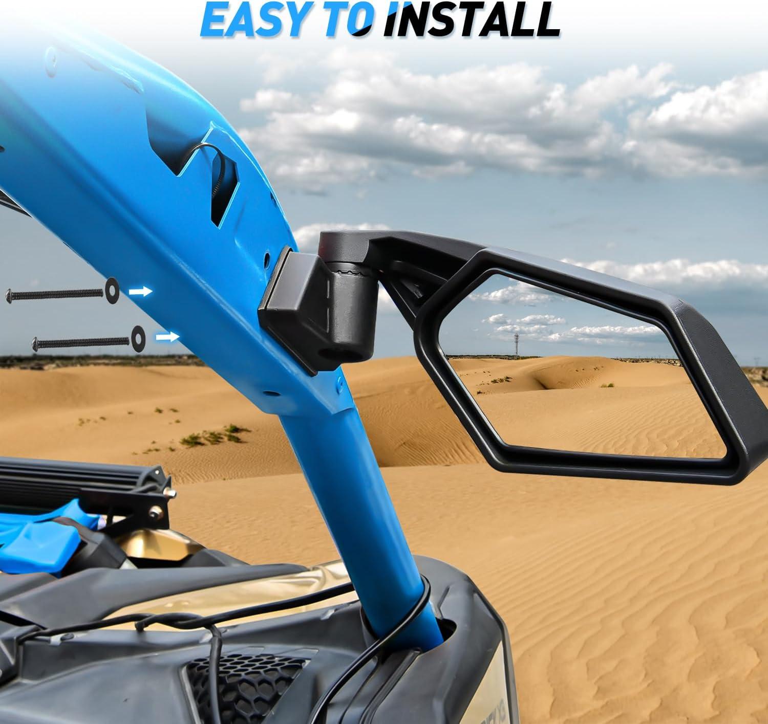 imageNilight UTV Side Mirrors Aluminum X3 Rear View Mirror Upgraded 360 Degree Adjustment Compatible with 2016 2017 2018 2019 2020 2021 2022 2023 Can Am Maverick Turbo RSide Mirror20162023 Maverick X3Aluminum