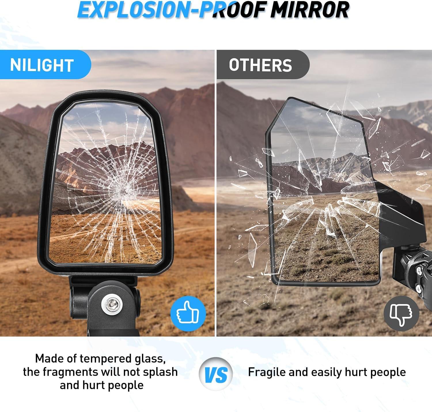 imageNilight UTV Side Mirrors Aluminum X3 Rear View Mirror Upgraded 360 Degree Adjustment Compatible with 2016 2017 2018 2019 2020 2021 2022 2023 Can Am Maverick Turbo RSide Mirror175 inch Round Roll Cage