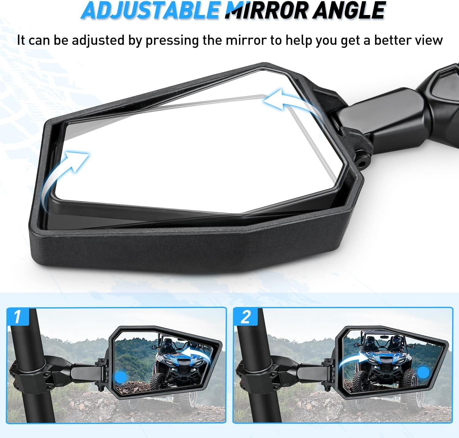 imageNilight UTV Side Mirrors Aluminum X3 Rear View Mirror Upgraded 360 Degree Adjustment Compatible with 2016 2017 2018 2019 2020 2021 2022 2023 Can Am Maverick Turbo RSide Mirror1752 inch Round Roll CageAluminum