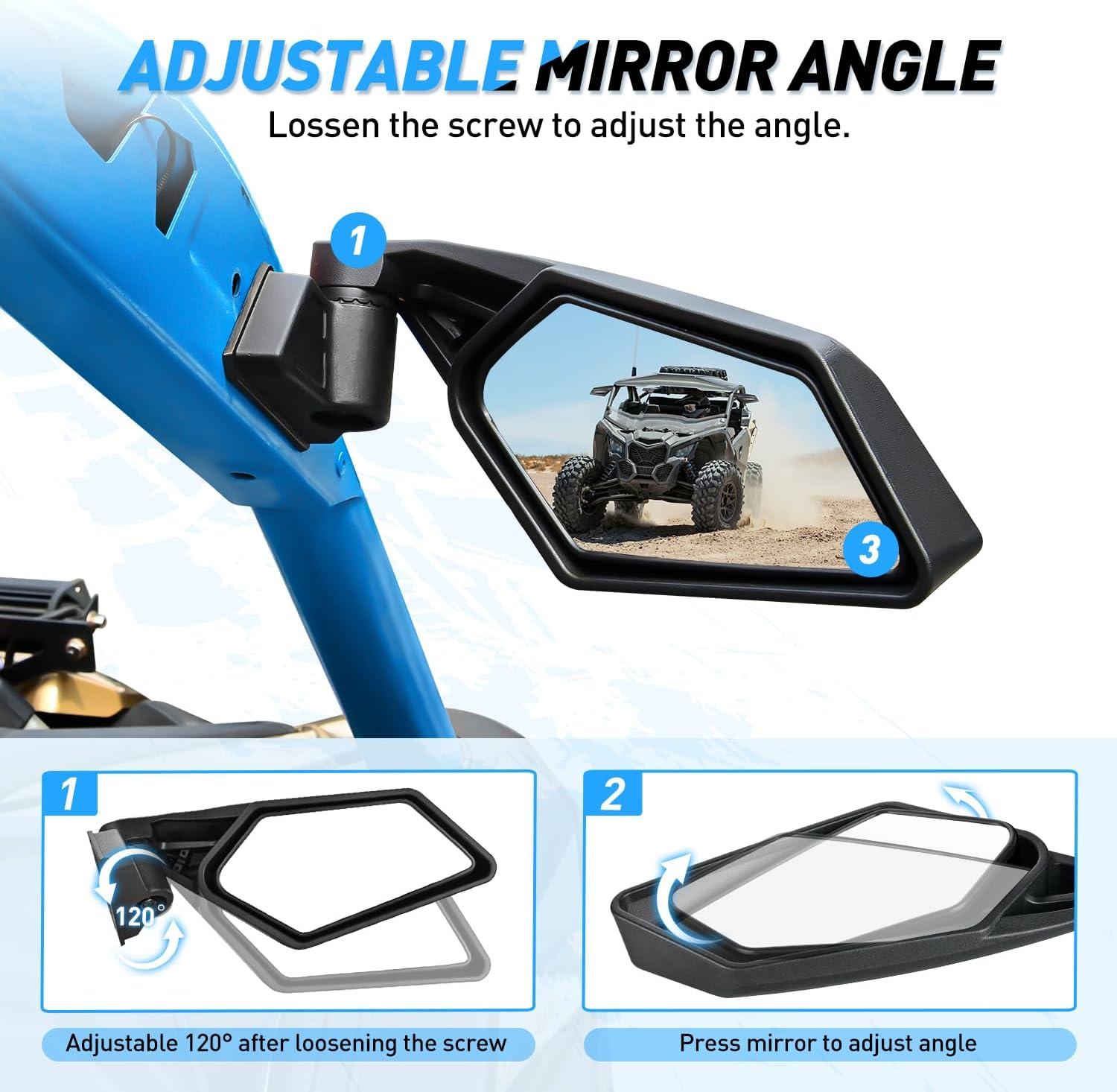imageNilight UTV Side Mirrors Aluminum X3 Rear View Mirror Upgraded 360 Degree Adjustment Compatible with 2016 2017 2018 2019 2020 2021 2022 2023 Can Am Maverick Turbo RSide Mirror20162023 Maverick X3Aluminum