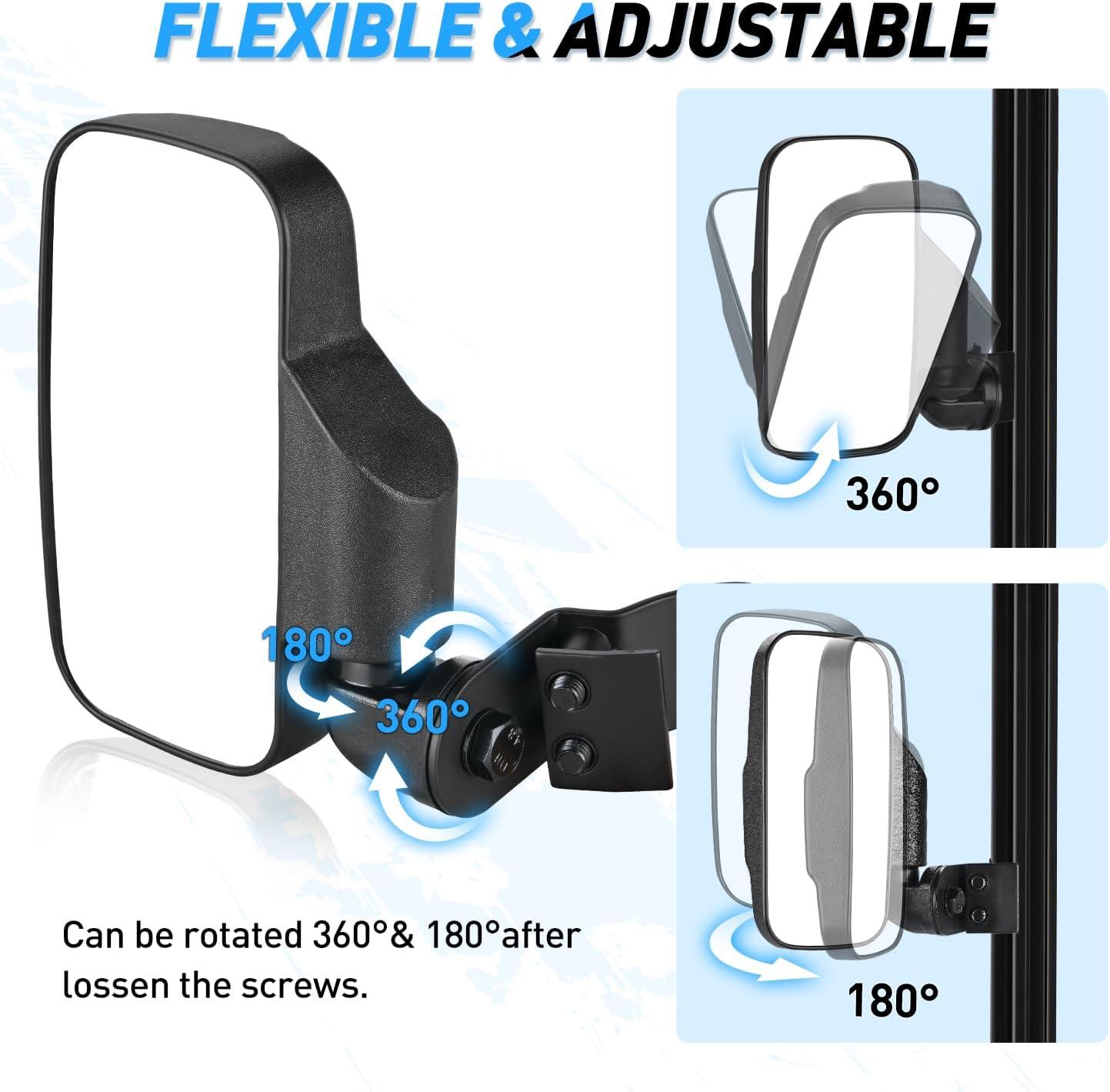 imageNilight UTV Side Mirrors Aluminum X3 Rear View Mirror Upgraded 360 Degree Adjustment Compatible with 2016 2017 2018 2019 2020 2021 2022 2023 Can Am Maverick Turbo RSide Mirror20152023 Polaris Ranger Pro Fit