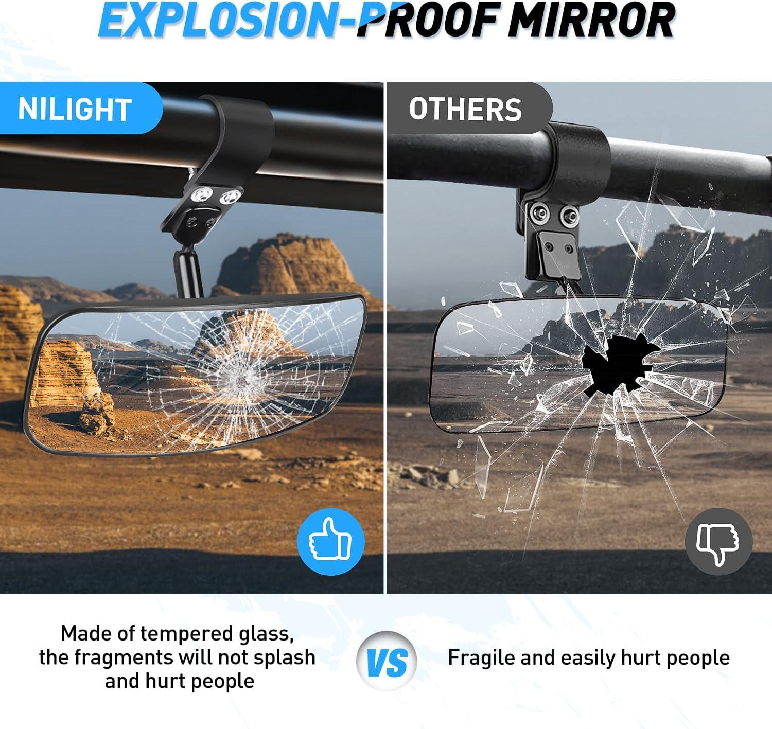 imageNilight UTV Side Mirrors Aluminum X3 Rear View Mirror Upgraded 360 Degree Adjustment Compatible with 2016 2017 2018 2019 2020 2021 2022 2023 Can Am Maverick Turbo RCenter Mirror1752 inch roll bar cages360