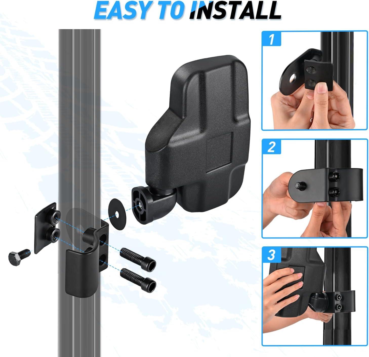 imageNilight UTV Side Mirrors Aluminum X3 Rear View Mirror Upgraded 360 Degree Adjustment Compatible with 2016 2017 2018 2019 2020 2021 2022 2023 Can Am Maverick Turbo RSide Mirror20152023 Polaris Ranger Pro Fit