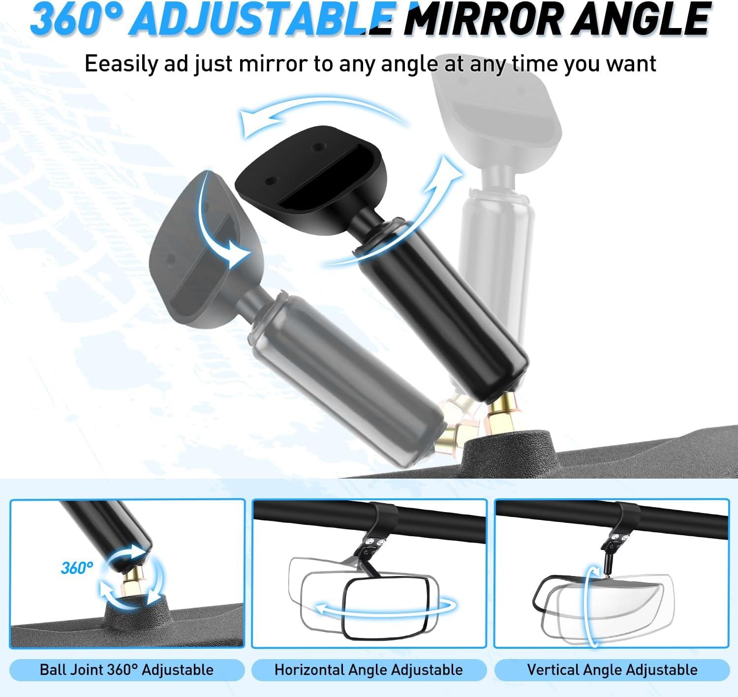 imageNilight UTV Side Mirrors Aluminum X3 Rear View Mirror Upgraded 360 Degree Adjustment Compatible with 2016 2017 2018 2019 2020 2021 2022 2023 Can Am Maverick Turbo RCenter Mirror1752 inch roll bar cages360