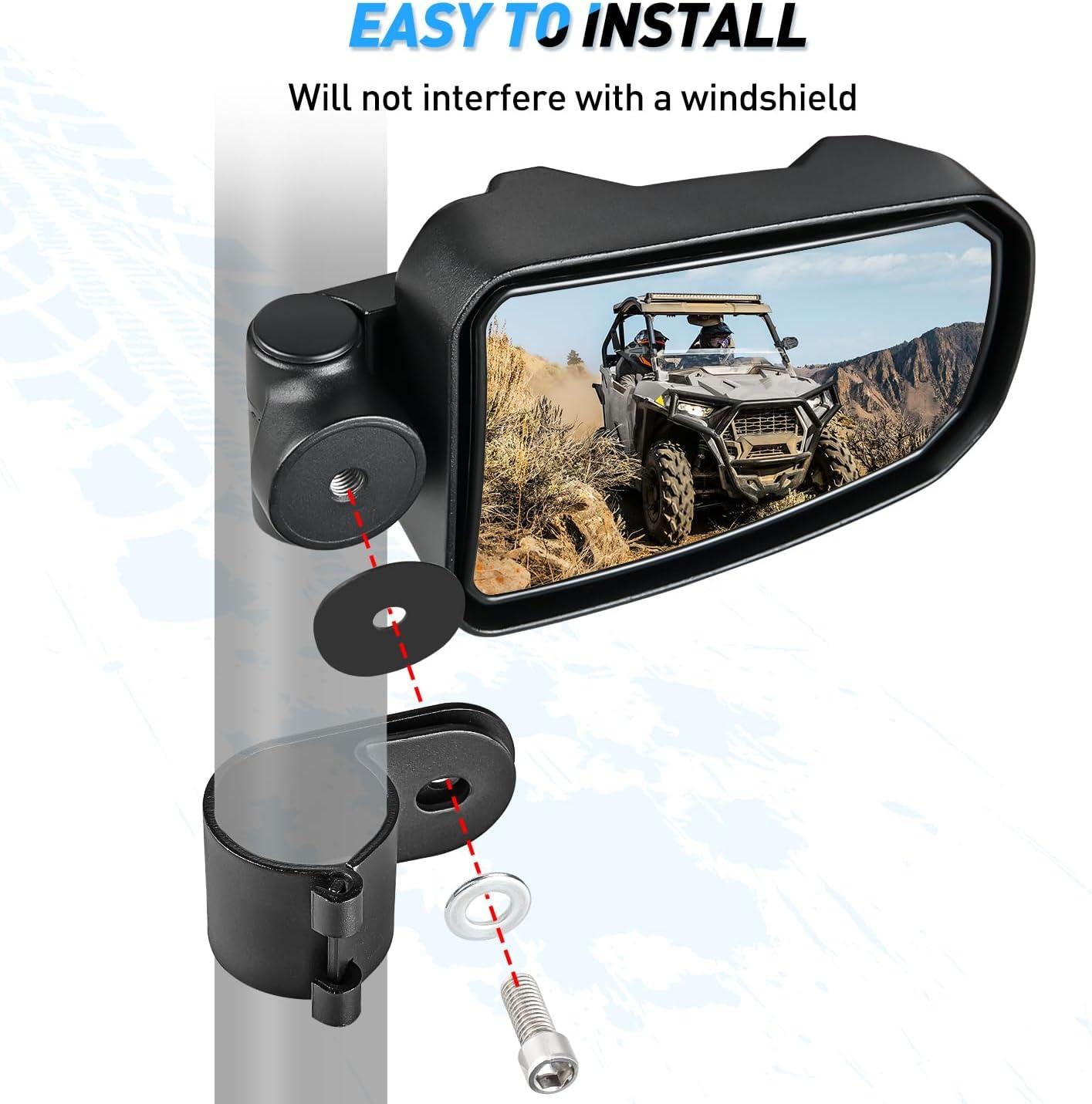 imageNilight UTV Side Mirrors Aluminum X3 Rear View Mirror Upgraded 360 Degree Adjustment Compatible with 2016 2017 2018 2019 2020 2021 2022 2023 Can Am Maverick Turbo RSide Mirror175 inch Round Roll Cage