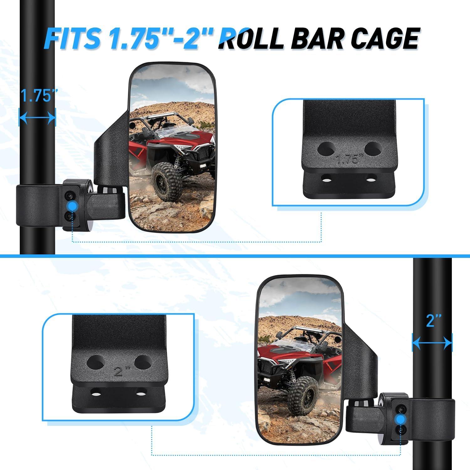 imageNilight UTV Side Mirrors Aluminum X3 Rear View Mirror Upgraded 360 Degree Adjustment Compatible with 2016 2017 2018 2019 2020 2021 2022 2023 Can Am Maverick Turbo RSide Mirror162 inch Round Roll Cage