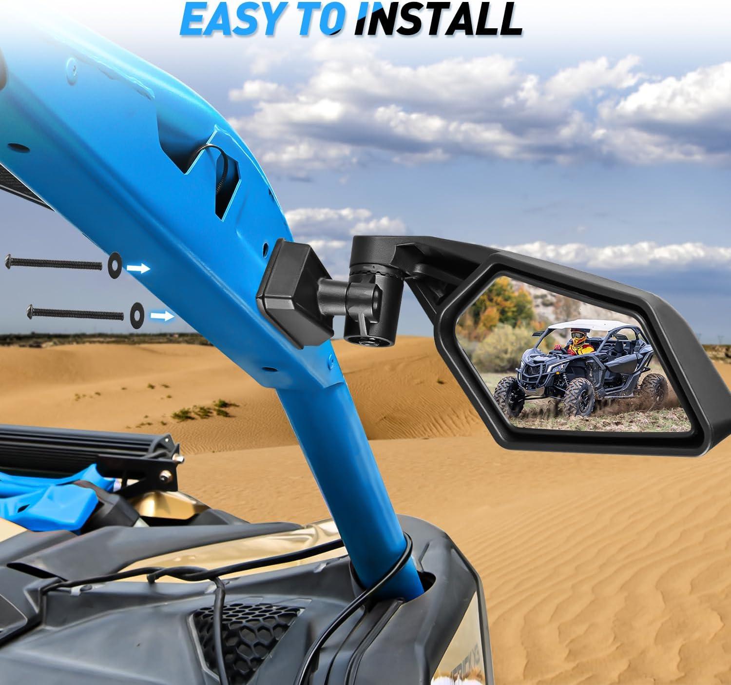 imageNilight UTV Side Mirrors Aluminum X3 Rear View Mirror Upgraded 360 Degree Adjustment Compatible with 2016 2017 2018 2019 2020 2021 2022 2023 Can Am Maverick Turbo RSide Mirror20162023 Maverick X3Aluminum 360