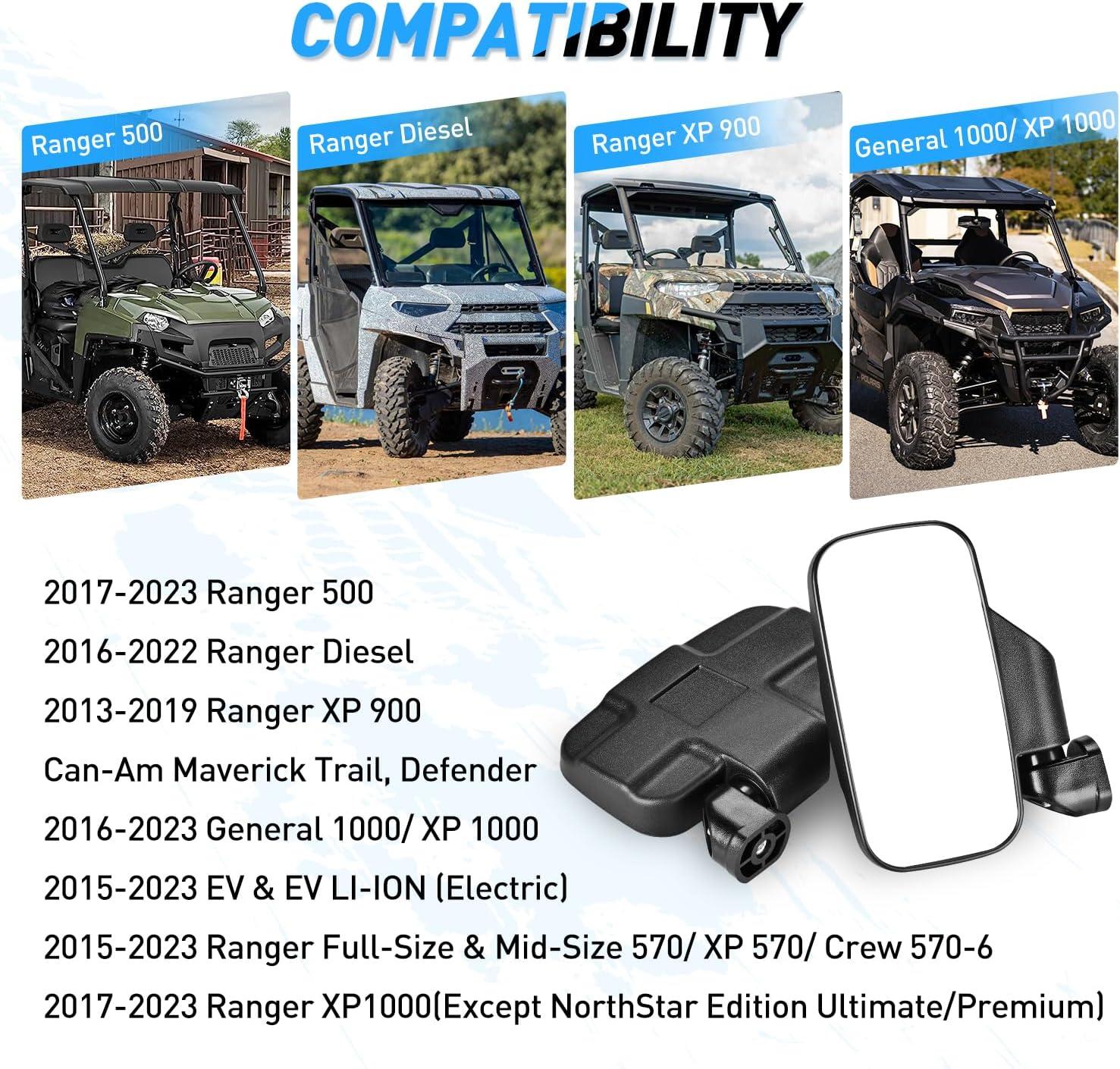 imageNilight UTV Side Mirrors Aluminum X3 Rear View Mirror Upgraded 360 Degree Adjustment Compatible with 2016 2017 2018 2019 2020 2021 2022 2023 Can Am Maverick Turbo RSide Mirror20152023 Polaris Ranger Pro Fit