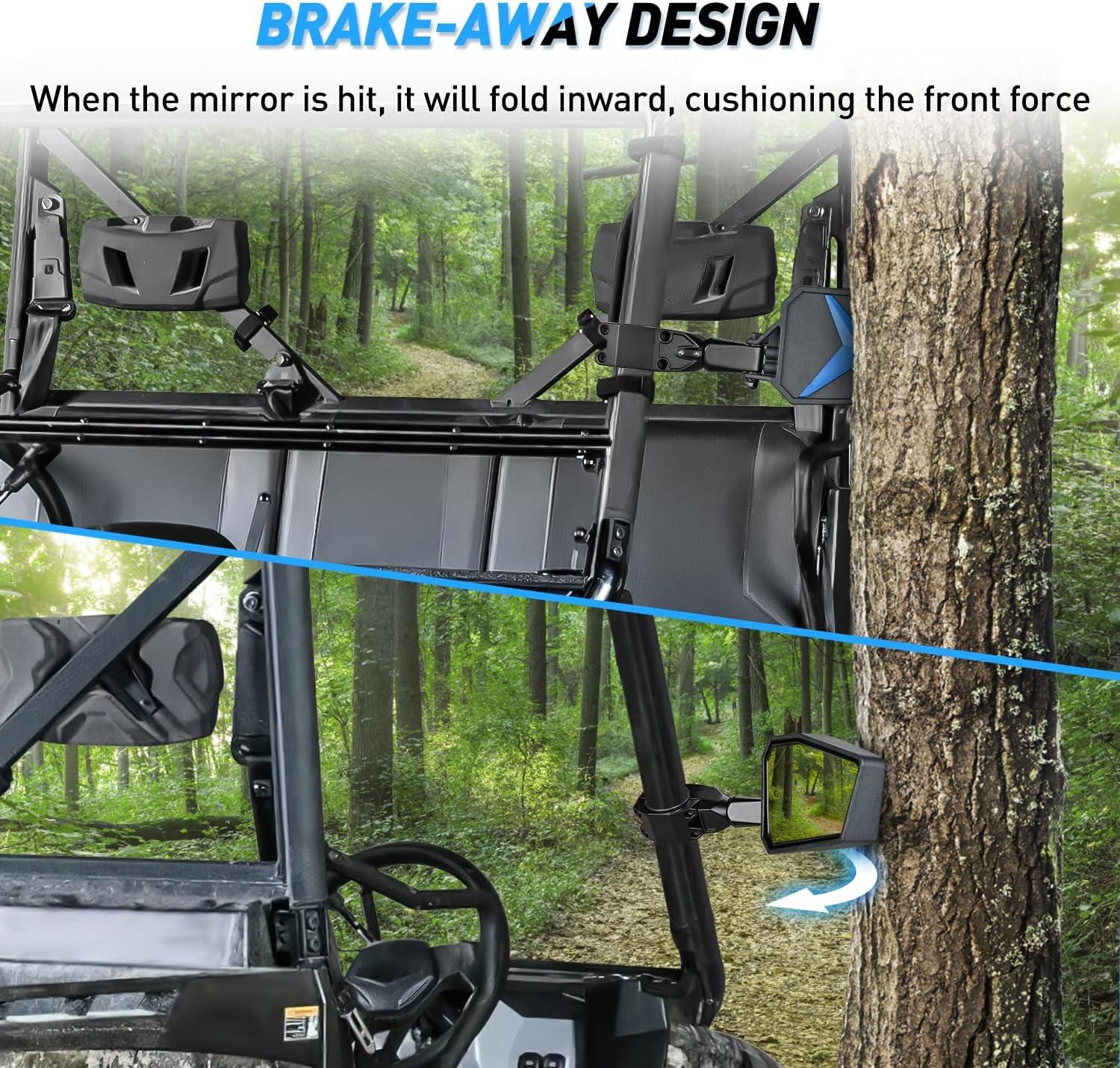 imageNilight UTV Side Mirrors Aluminum X3 Rear View Mirror Upgraded 360 Degree Adjustment Compatible with 2016 2017 2018 2019 2020 2021 2022 2023 Can Am Maverick Turbo RSide Mirror1752 inch Round Roll CageAluminum