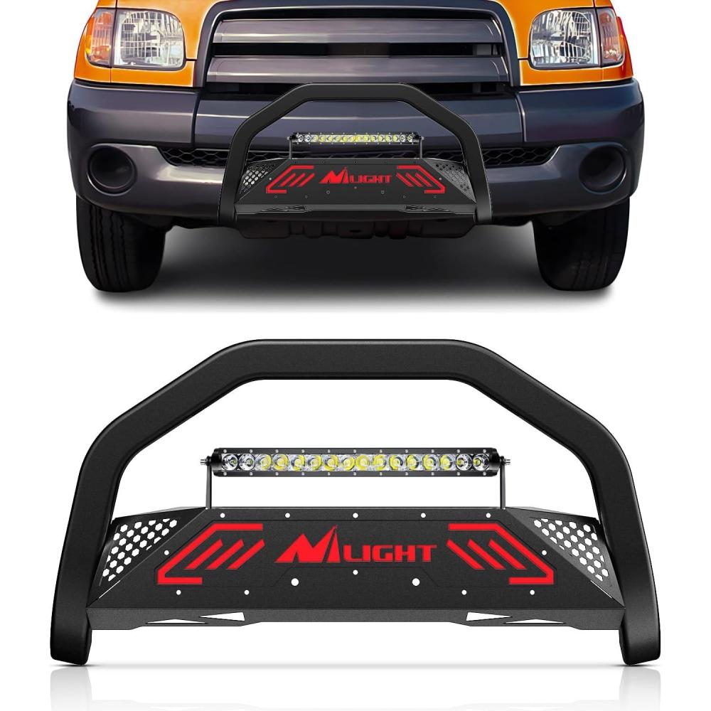 imageNilight Bull Bar with Light BarampampLicense Plate Hole Compatible for Ford F150 F150 20042023 Truck Brush Guard Front Bumper Push Bar wGrille Skid Plate Light MountFor Toyota Tundra 19992006Sequoia 20012007