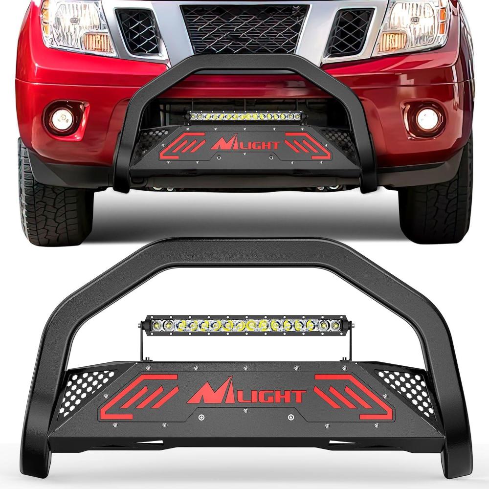 imageNilight Bull Bar with Light BarampampLicense Plate Hole Compatible for Ford F150 F150 20042023 Truck Brush Guard Front Bumper Push Bar wGrille Skid Plate Light MountFor Nissan Frontier 20052021