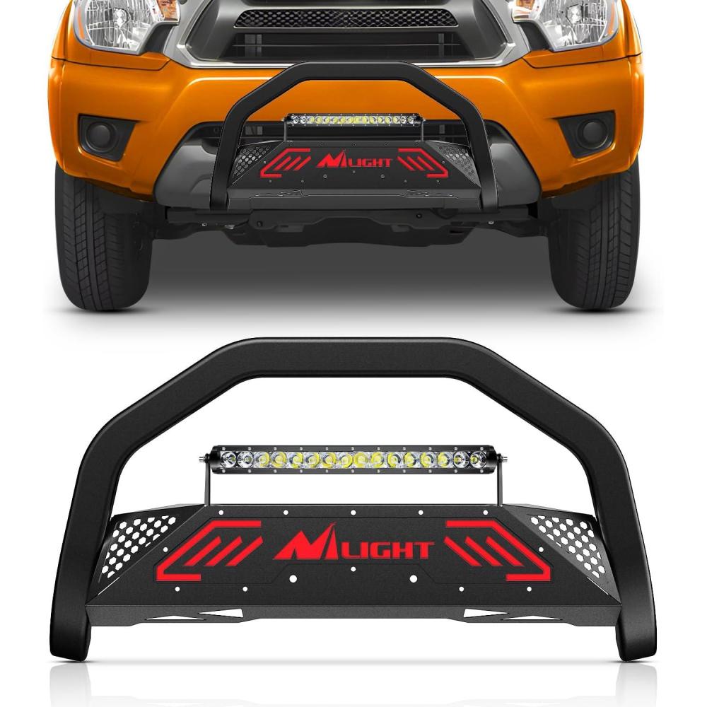 imageNilight Bull Bar with Light BarampampLicense Plate Hole Compatible for Ford F150 F150 20042023 Truck Brush Guard Front Bumper Push Bar wGrille Skid Plate Light MountFor Toyota Tacoma 20052015