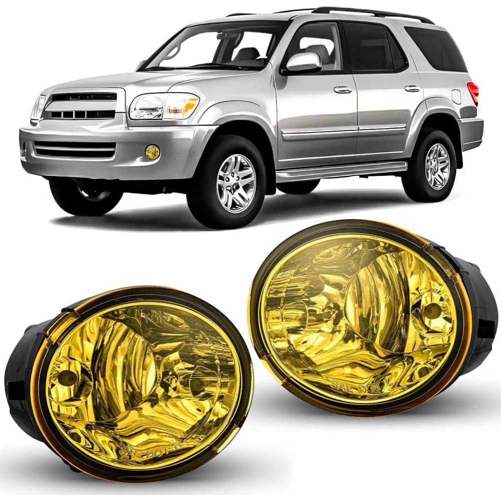 imageNilight Fog Light Assembly Compatible with 2002 2003 2004 Toyota Camry 2005 2006 2007 2008 Corolla Lamp Replacement Clear Lens with 9006 12V 55W Bulbs20012007 Sequoia20002006 Tundra Amber