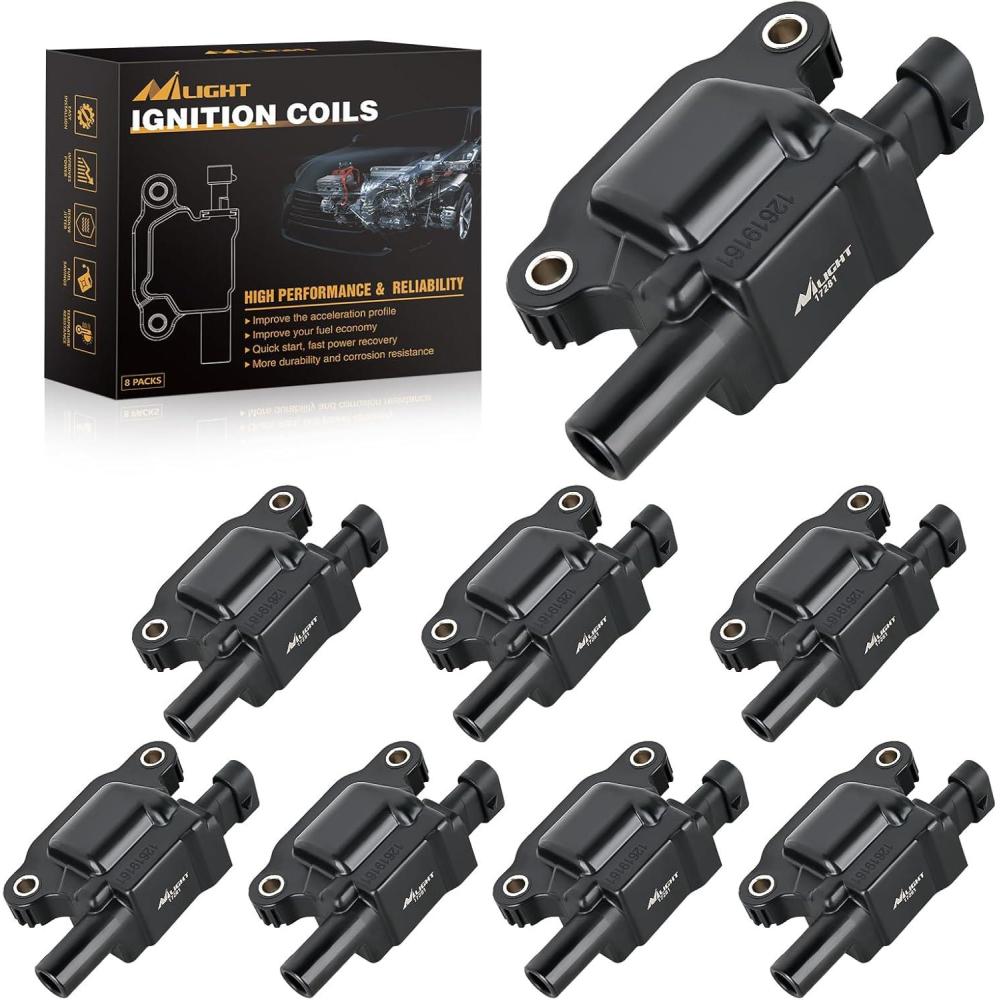 imageNilight Ignition Coil Pack UF413 Fit for Chevy Silverado 1500 2500 HD Tahoe Suburban Avalanche Express Corvette Camaro Impala GMC Yukon Cadillac Escalade Pontiac 53 60L V8 EngineOE 126114248 PcsFit ChevyGMC 20072018
