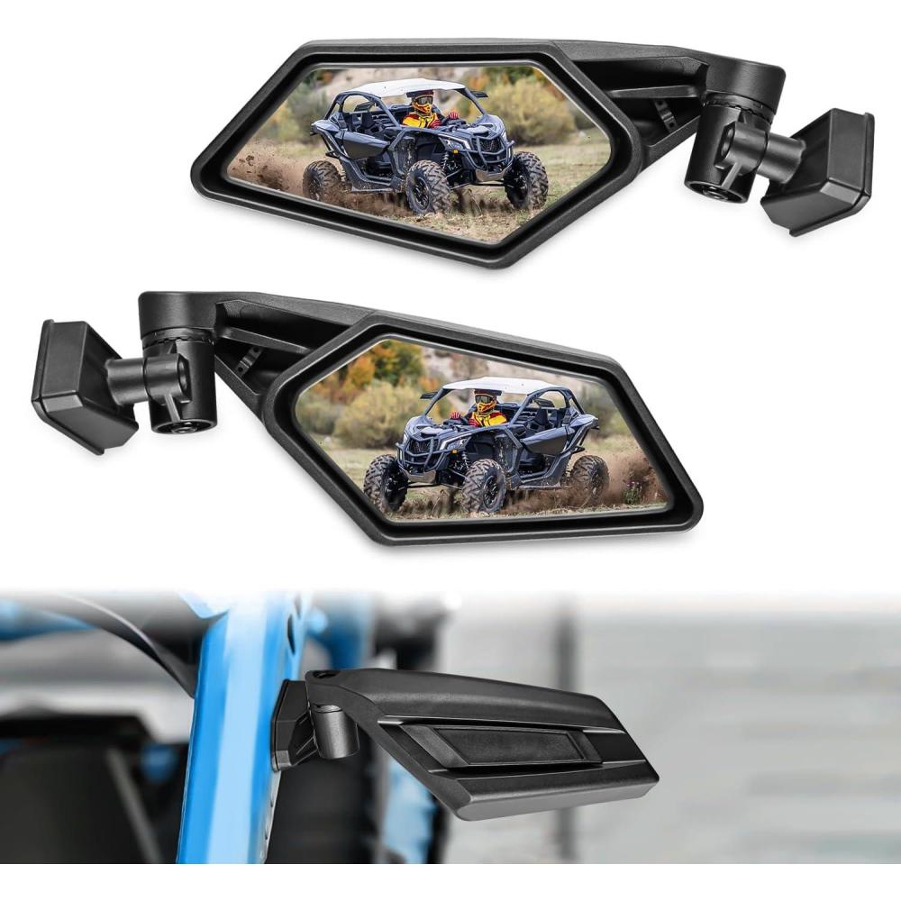 imageNilight UTV Side Mirrors Aluminum X3 Rear View Mirror Upgraded 360 Degree Adjustment Compatible with 2016 2017 2018 2019 2020 2021 2022 2023 Can Am Maverick Turbo RSide Mirror20162023 Maverick X3Aluminum 360