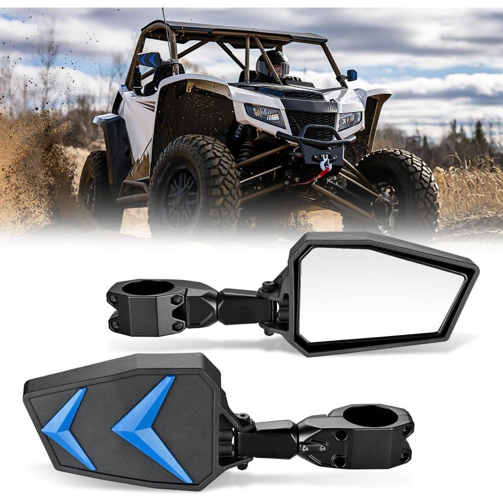 imageNilight UTV Side Mirrors Aluminum X3 Rear View Mirror Upgraded 360 Degree Adjustment Compatible with 2016 2017 2018 2019 2020 2021 2022 2023 Can Am Maverick Turbo RSide Mirror1752 inch Round Roll CageAluminum