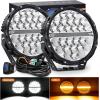 imageNilight 9 Inch Round Offroad LED Driving Lights with DRL 2PCS 140W 15560LM IP68 Spot Flood Combo Work Light with 12AWG DT Connector Wiring Harness Kit for 4x4 Jeep Truck ATV UTV SUV 5 Year WarrantyAmber DRL