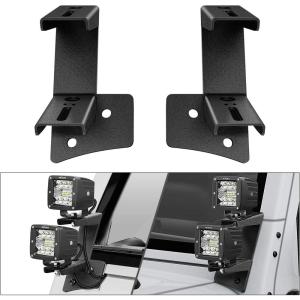 imageNilight 2Pcs Windshield Hinge Mounting Brackets Dual APillar for Offroad LED Fog Light Pods for 2018 2019 2020 2021 2022 2023 Wrangler JL20202023 Gladiator JT  2 Years WarrantyBlackDual APillar JK 20072017