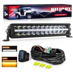 imageNilight 30 Inch LED Light Bar DRL 240W 24800LM AntiGlare Flood Spot Offroad LED Driving Light IP68 w 12AWG DT Connector Wiring Harness for Pickup Truck SUV ATV UTV Boat 4x4 JeepBlack