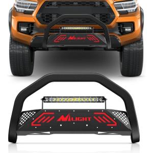 imageNilight Bull Bar with Light BarampampLicense Plate Hole Compatible for Ford F150 F150 20042023 Truck Brush Guard Front Bumper Push Bar wGrille Skid Plate Light MountFor Toyota Tacoma 20162023