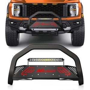 imageNilight Bull Bar with Light Compatible with Nissan Frontier 20052020 Tow Hooks Must be Removed Front Bumper Grille Brush Push Guard with Skid Plate Licence Hole BlackFor Ford F150 20042023