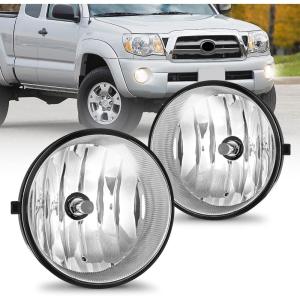 imageNilight Fog Light Assembly Compatible with 2002 2003 2004 Toyota Camry 2005 2006 2007 2008 Corolla Lamp Replacement Clear Lens with 9006 12V 55W Bulbs20052011 Tacoma20072013 Tundra Clear
