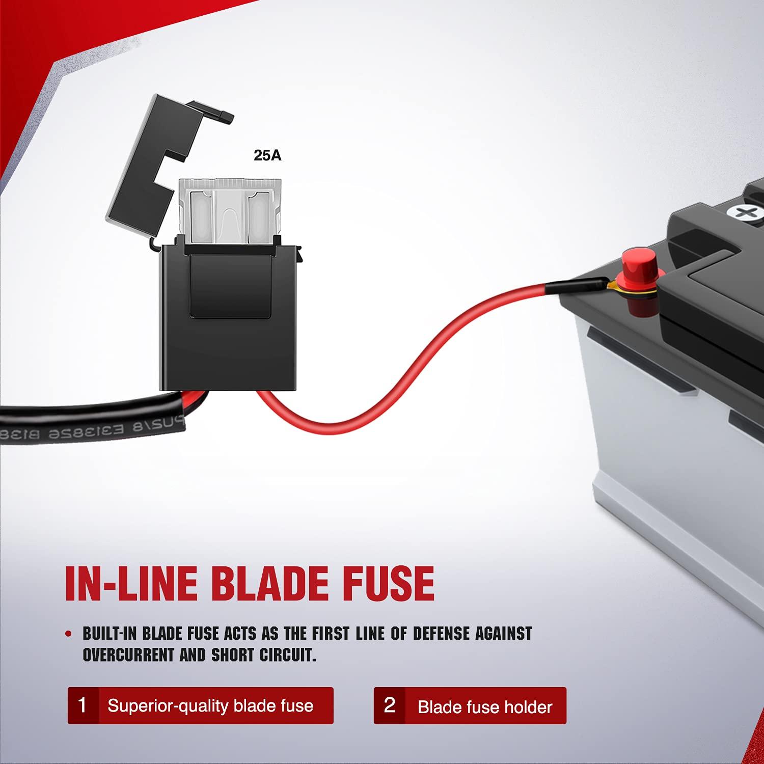 imageNilight  10017W 16AWG DT Connector Wiring Harness Kit LED Light Bar 12V On Off Switch Power Relay Blade Fuse for Off Road Lights LED Work LightONE Lead14AWG Wiring Harness1 Lead