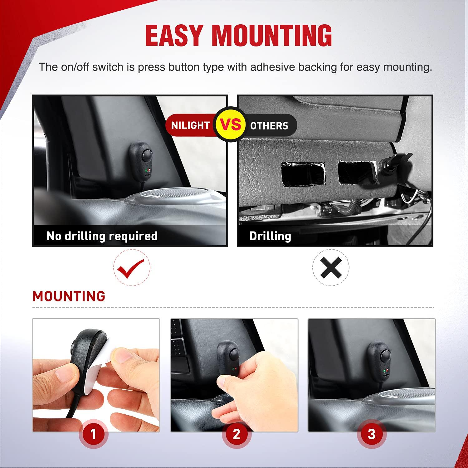 imageNilight  10017W 16AWG DT Connector Wiring Harness Kit LED Light Bar 12V On Off Switch Power Relay Blade Fuse for Off Road Lights LED Work LightONE Lead14AWG Wiring Harness1 Lead