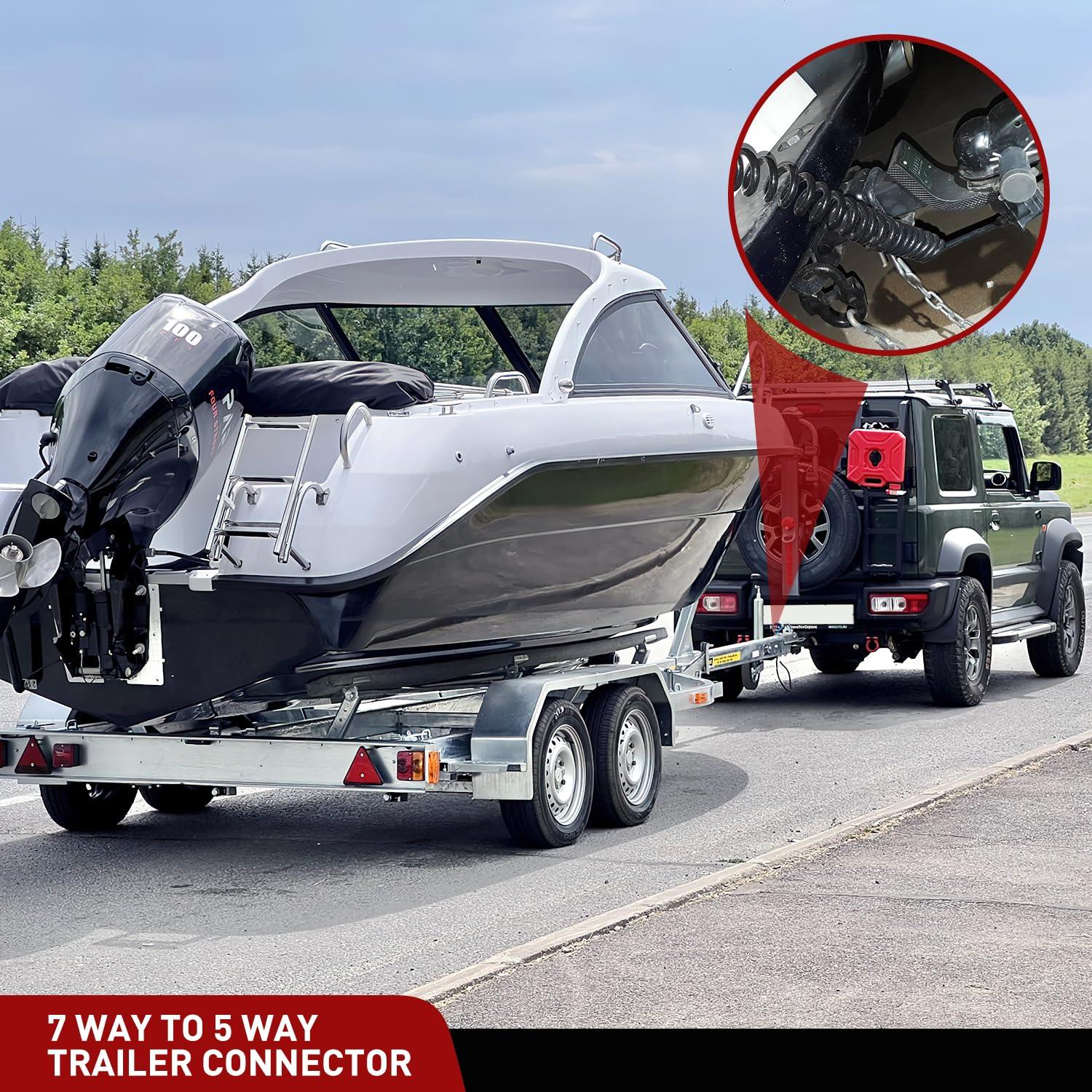 imageNilight  10039W 4 Pin Flat Trailer Wiring Harness Kit 18AWG 25Feet Male 4Feet Female WishboneStyle Wiring Harness Extension kit for Utility Boat Trailer Lights7Pin to 5Pin Coiled Cable